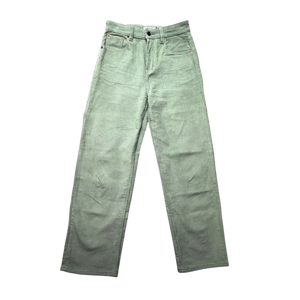 Motel Corduroy Pants Womens M Green Straight Leg Five Pocket Zip Fly Casual